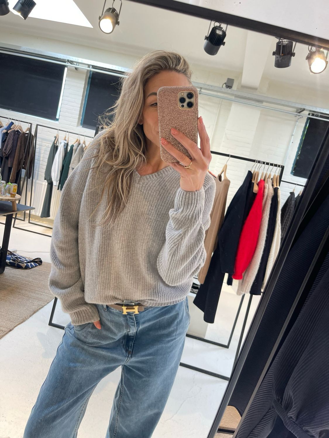 By-Bar meadow v neck pullover grey melee 25515008