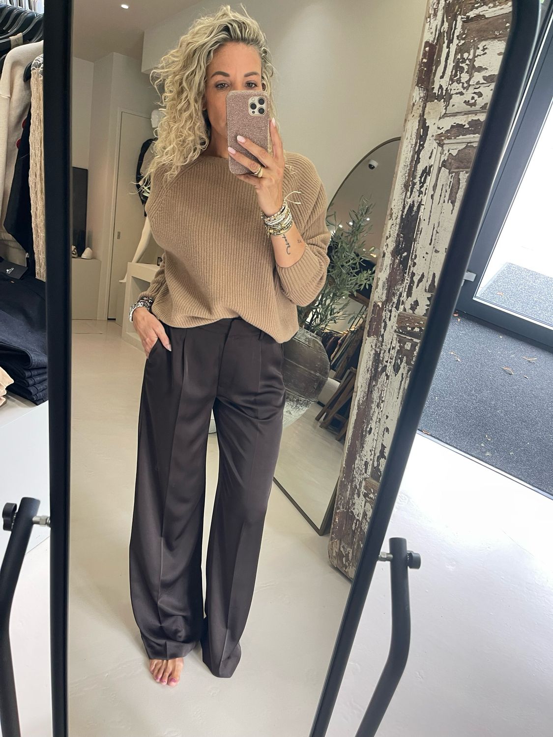 Dante6 Dante6-Jules satin pants Espresso Brown 253150