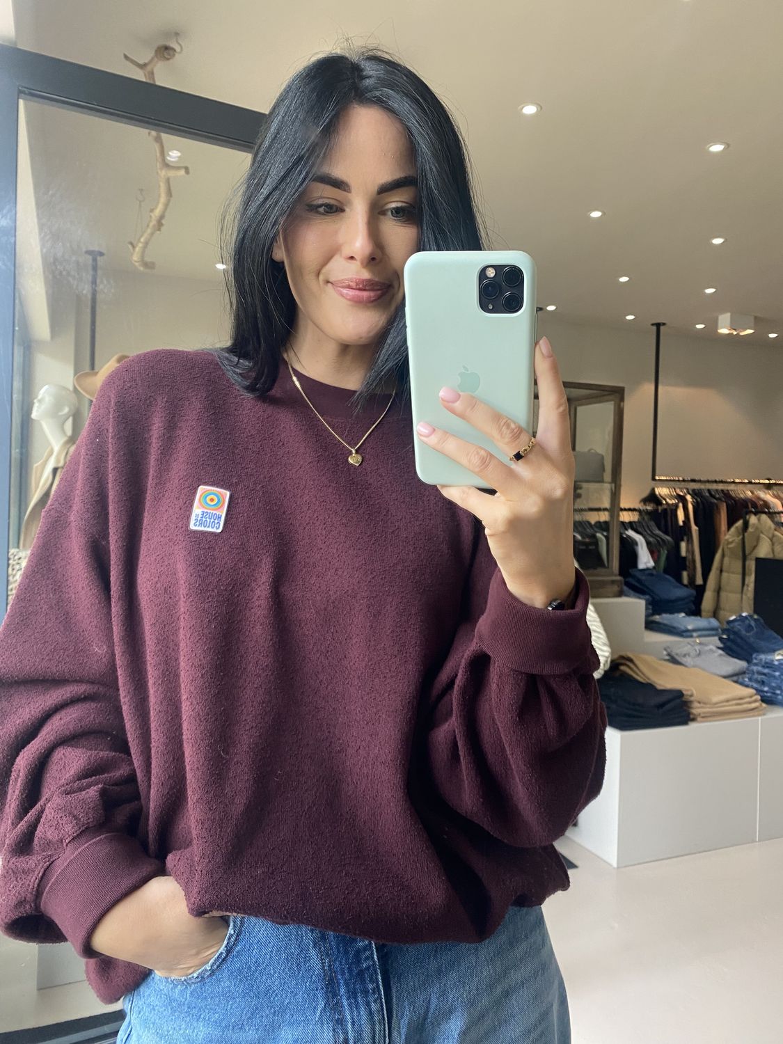 American Vintage SWEAT MI-LONG ML COL ROND RAISIN YTI03BH25