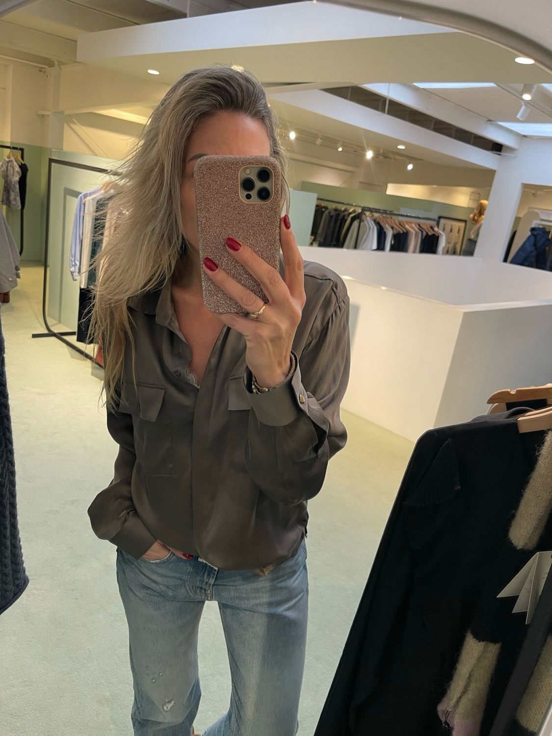 Dante6 Dante6-Camo silk utility blouse Antique Grey 253127