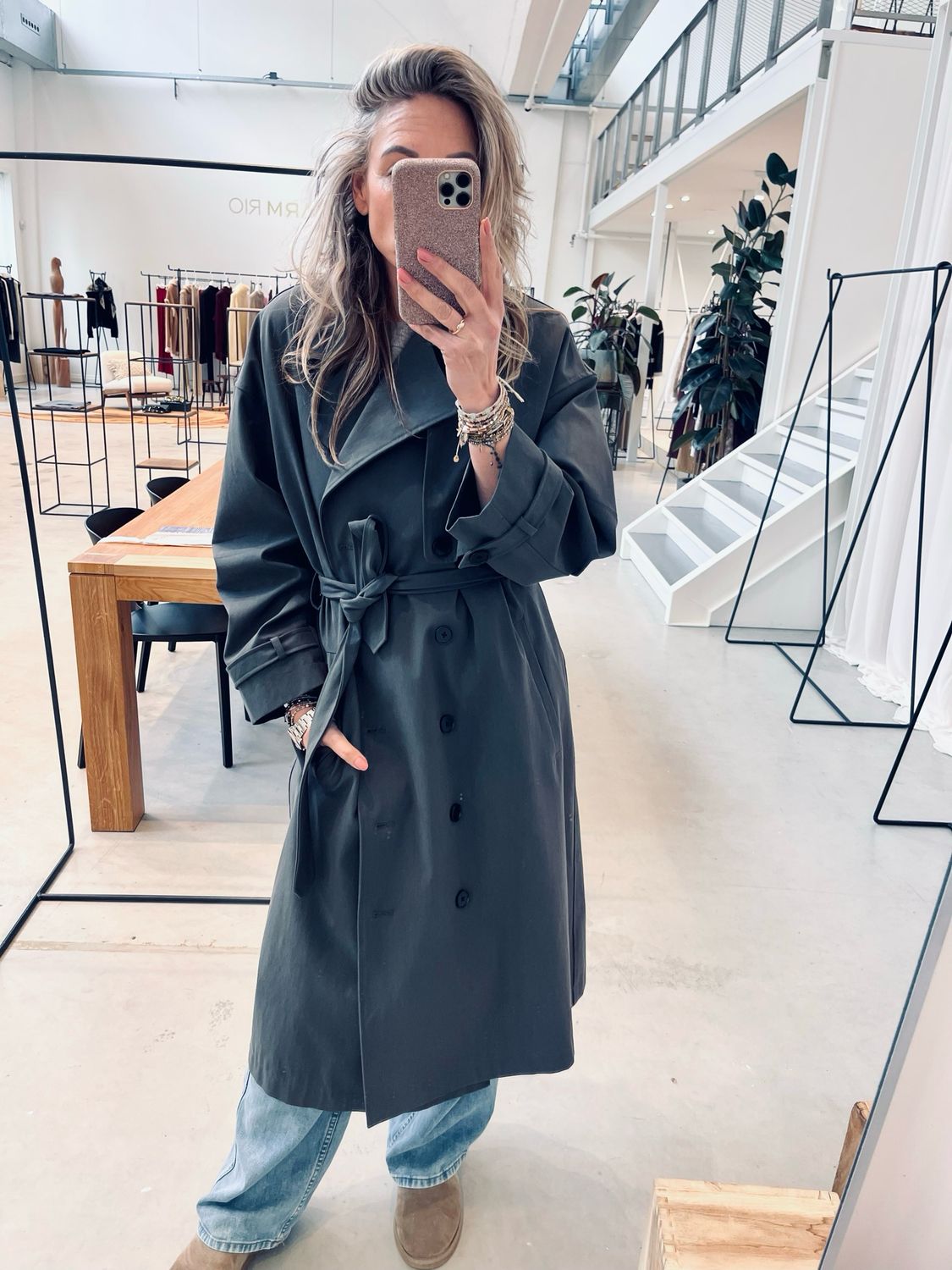 Raiine Trenchcoat Grijs Gale