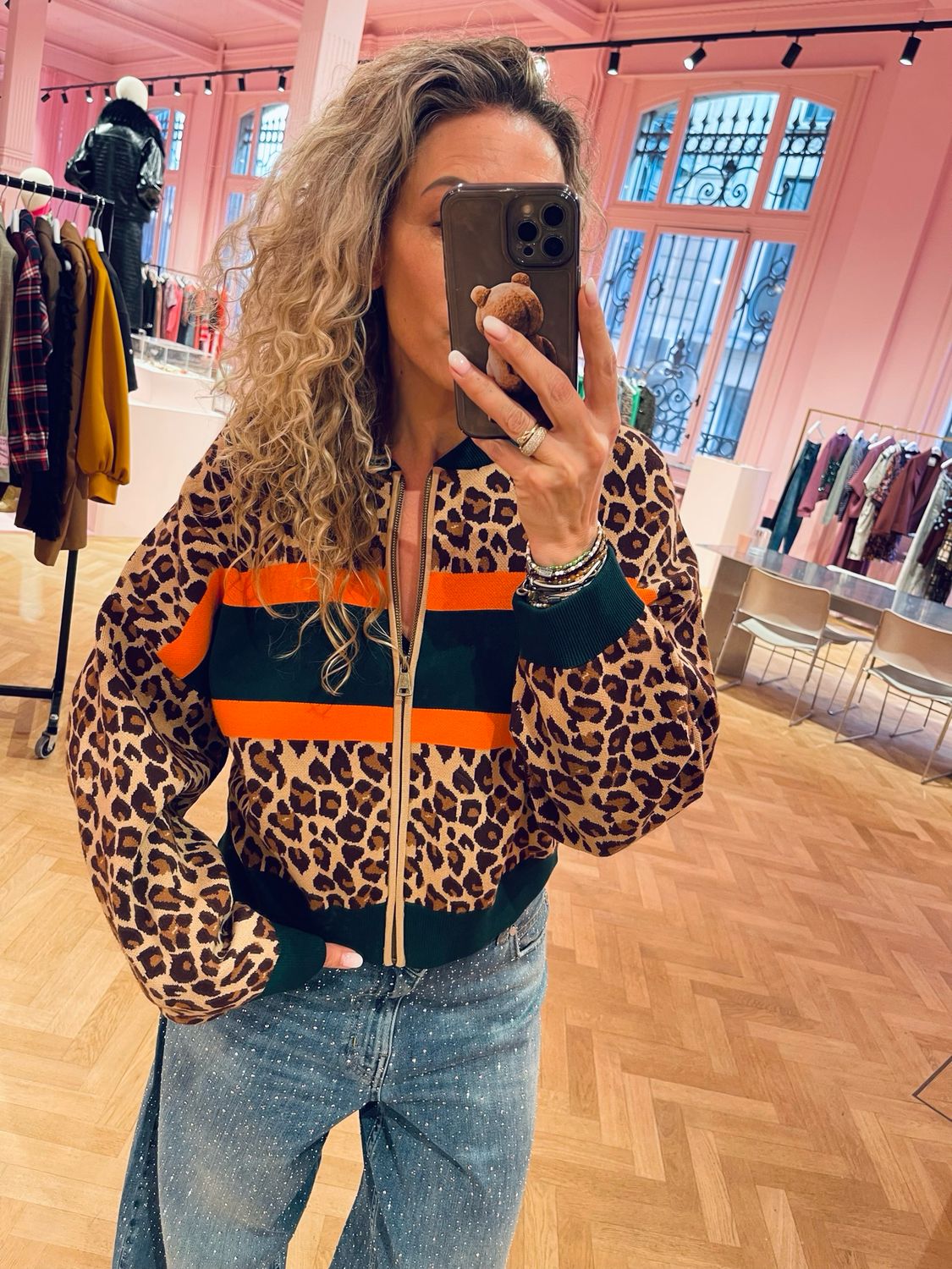 Essentiel Antwerp Kutie Striped Knit Cardigan KUTIE leopard