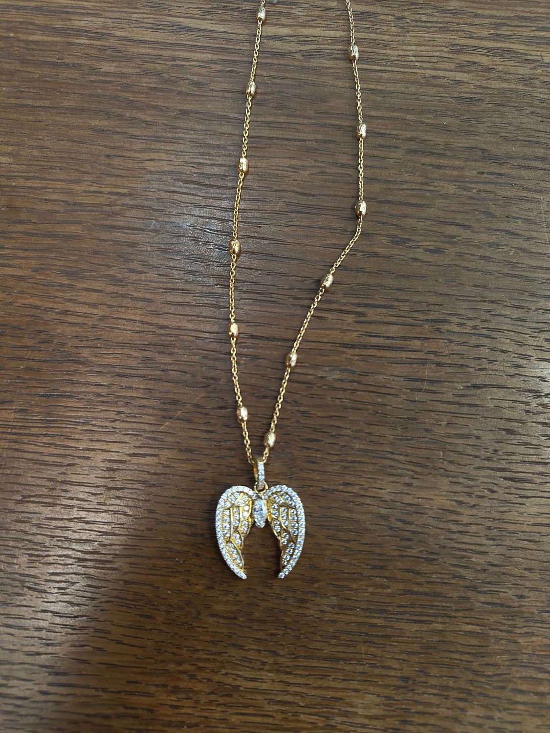 Engelsflügel in 925er Silber vergoldet mit Kette 60cm