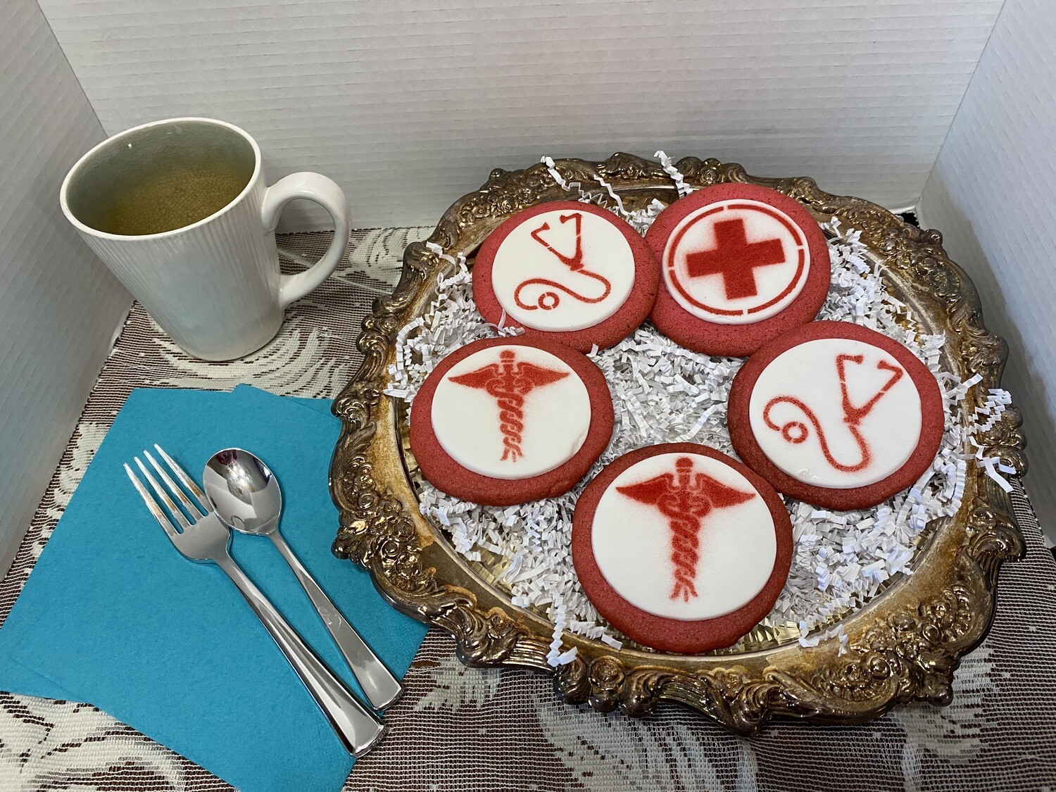 3" Sugar Cookie - LARGE COOKIE, with Mixed 
Health Care Worker Design (Dozen)