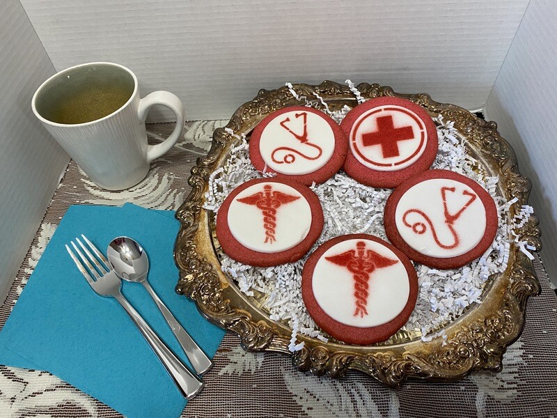 3" Sugar Cookie - LARGE COOKIE, with Mixed 
Health Care Worker Design (Dozen)