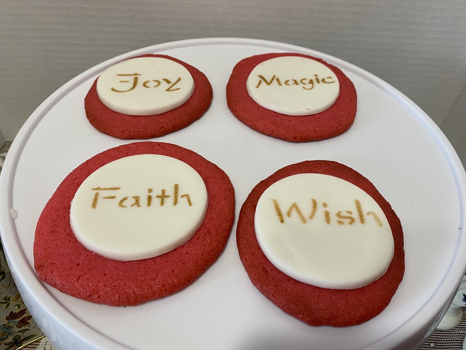 3" Sugar Cookie - LARGE COOKIE, with Mixed 
Words Design (Dozen)