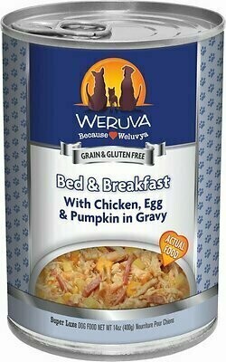 Weruva Dog Classic Bed &amp; Breakfast with Chicken, Egg, &amp; Pumpkin in Gravy Grain-Free Wet Dog Food 14 oz