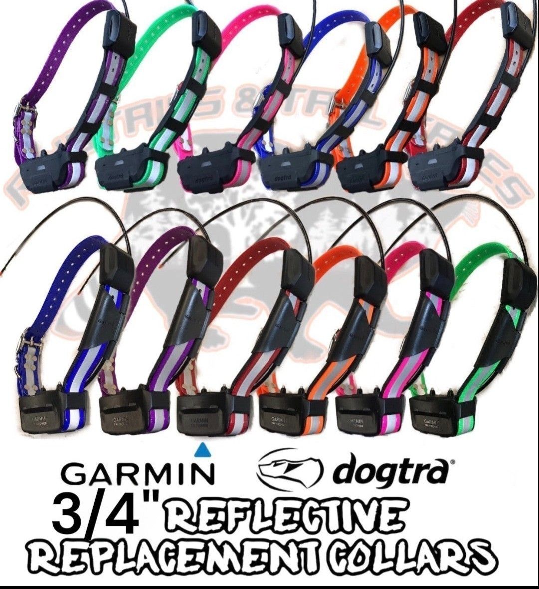 3/4" WIDE REFLECTIVE REPLACEMENT STRAP COLLAR FOR GARMIN &amp; DOGTRA
