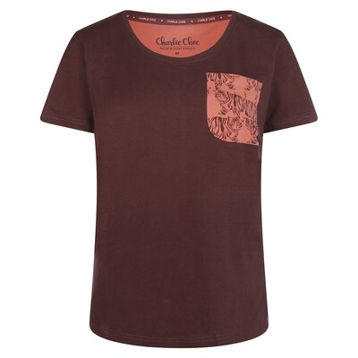 Women T-shirt V43107-38 Brown Charlie Choe Wild Hearted