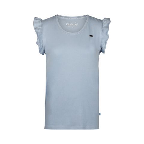 Boxy T-shirt P55102-38 Mid Blue Charlie Choe Striped Dots