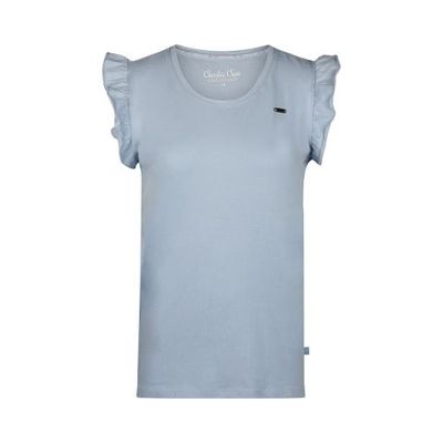 Boxy T-shirt P55102-38 Mid Blue Charlie Choe Striped Dots
