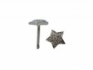 Pendiente oro blanco brillantes pavé en estrella