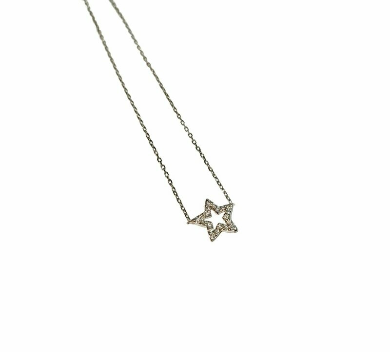 Colgante en oro blanco estrella de brillantes