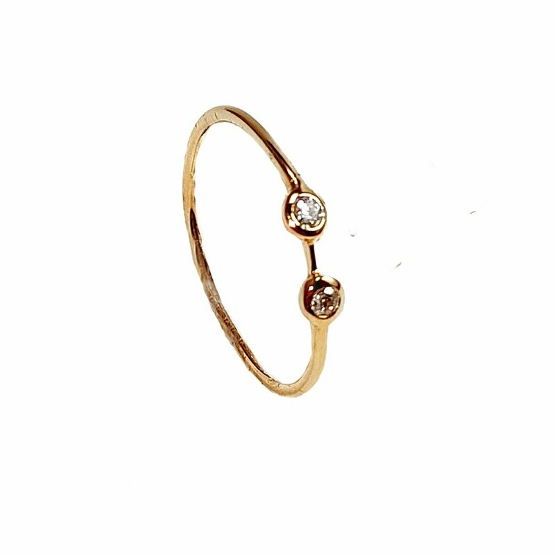 Sortija en oro rosa con dos brillantes