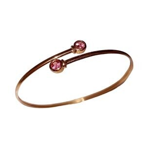Pulsera rígida en oro rosa con cabezales de rubelita