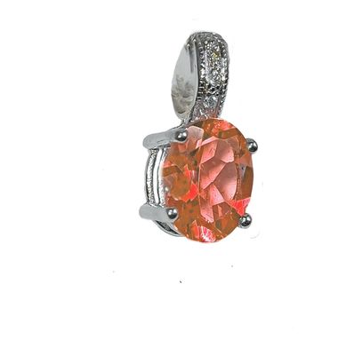Colgante oro blanco con granate mandarina