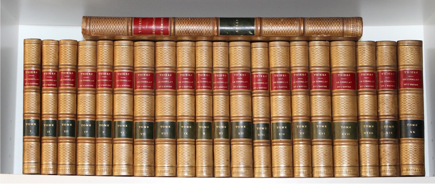 THIERS.- Histoire du Consulat et de l'Empire, 1845-1862.- 21 volumes avec l'atlas. Bel exemplaire.