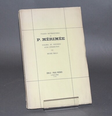 MÉRIMÉE.- Pages retrouvées, 1929. Édition originale.