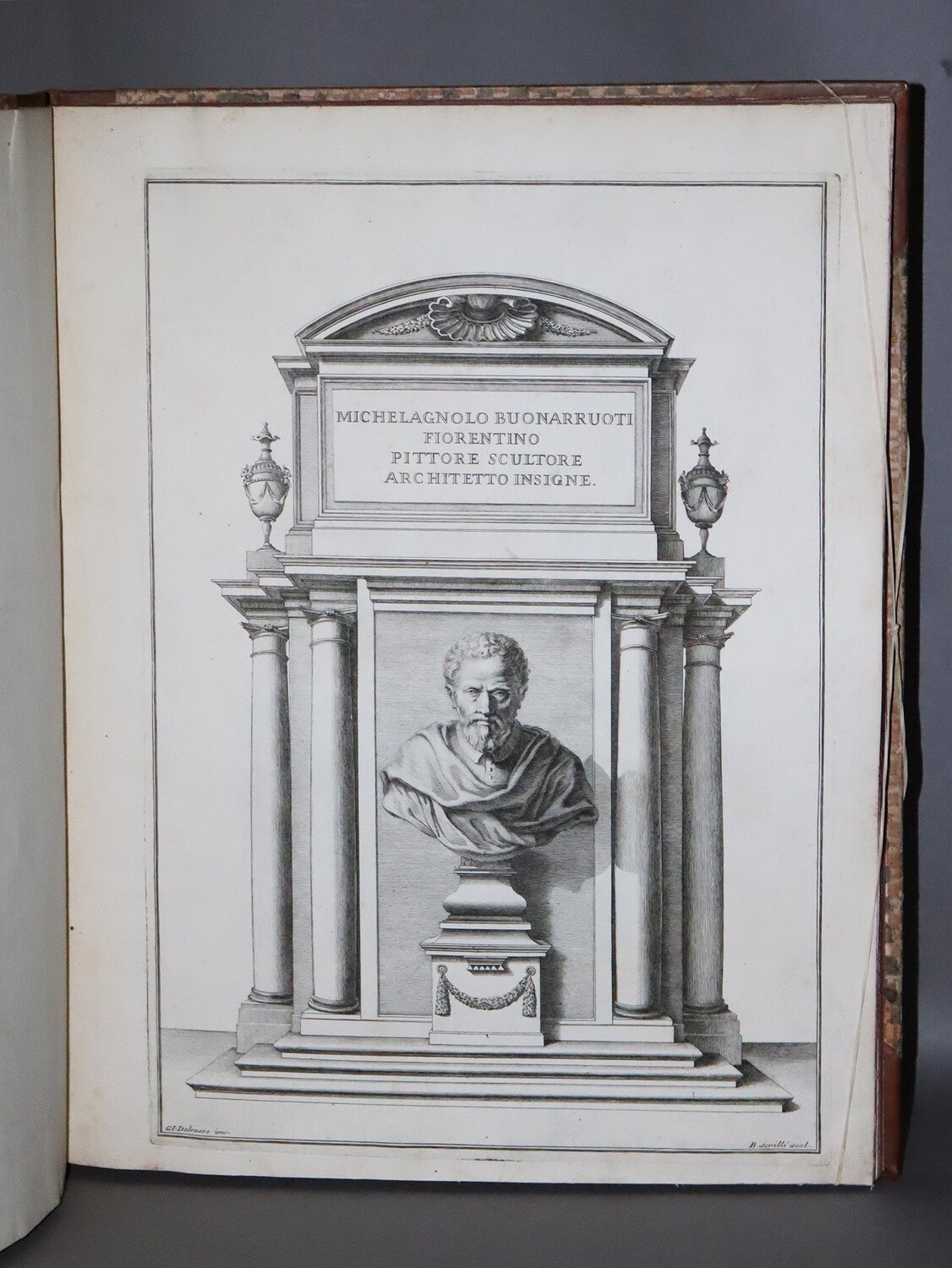MICHEL-ANGE & ROSSI.- La Libreria mediceo-laurenziana...- 1739.- Édition originale ornée d'un frontispice, d'un portrait et 22 estampes.