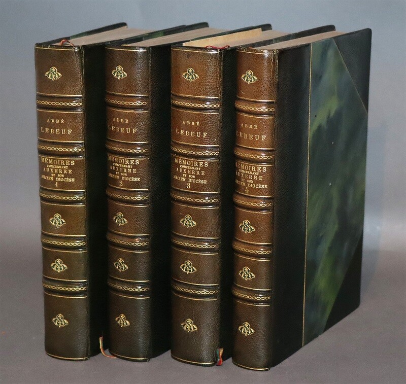 LEBEUF, Jean (abbé).- Mémoires concernant l&#39;histoire civile et ecclésiastique d&#39;Auxerre...- 1844-1855.- 4 volumes.