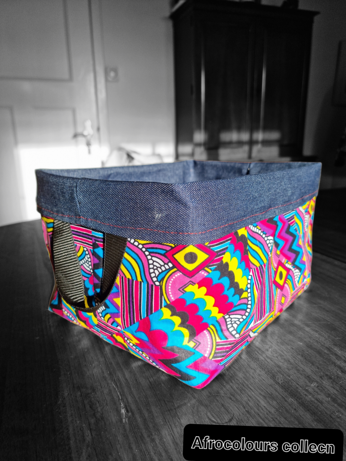 Fabric Basket with African wax Fabric