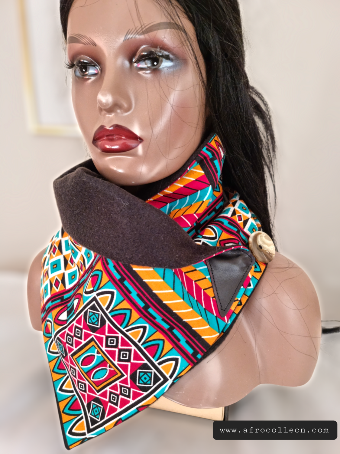 Ankara  wax fabric multicoloured neckwarmer