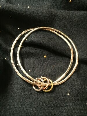 double bangle with 3 colour rings