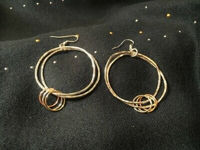 double circle earrings with 3 colour circles