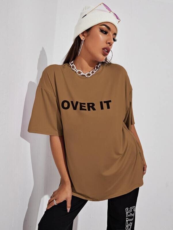 Drop shoulder letter graphic T-shirt