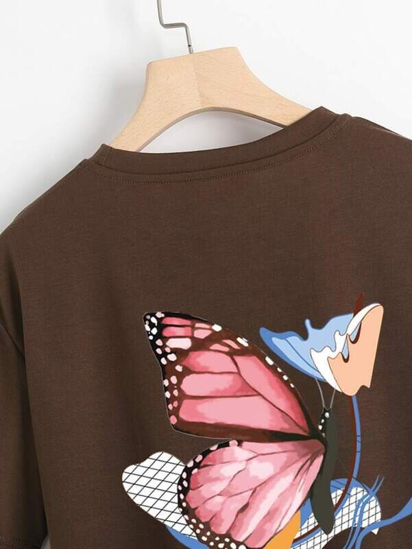 Butterfly and letter graphic  T-shirt