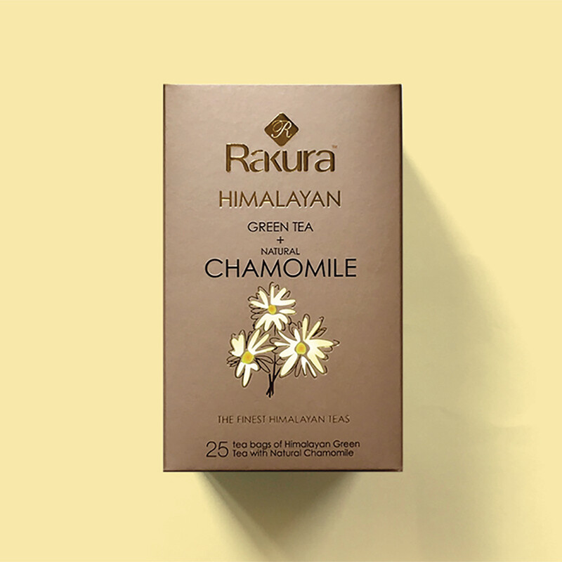 Rakura Himalayan Green Tea + Natural Chamomile (25 Teabags Per Unit)