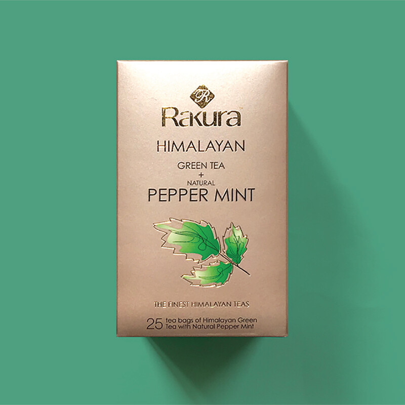 Rakura Himalayan Green Tea + Natural Peppermint (25 Teabags Per Unit)