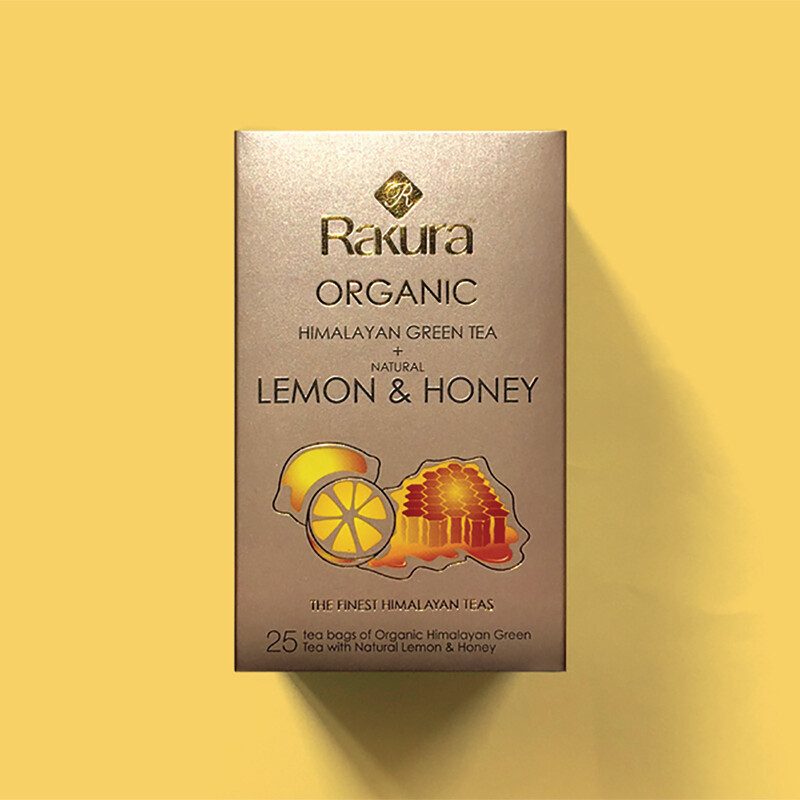 Rakura Himalayan Organic Green Tea + Natural Lemon &amp; Honey (25 Teabags Per Unit)