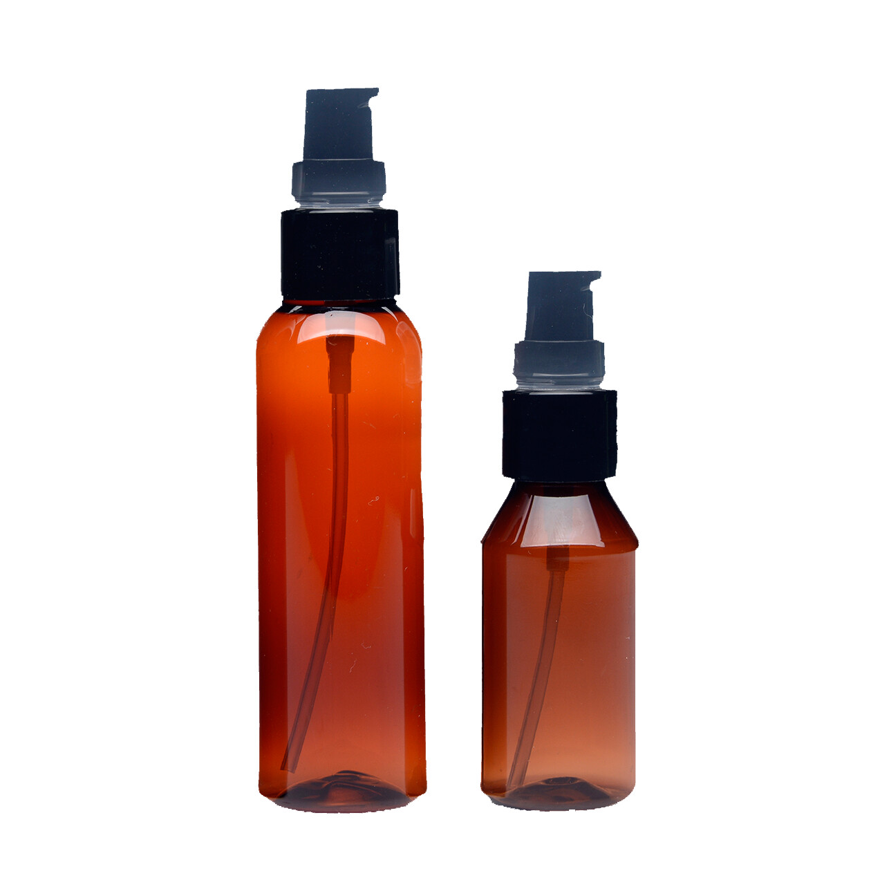 Amber Glass Bottles with Pump Caps