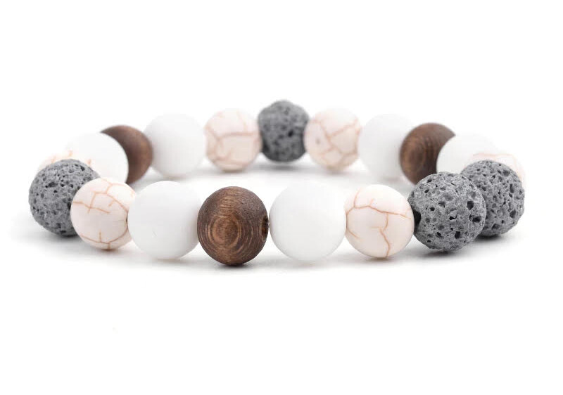Bohemian Gray Lava Bead Bracelet