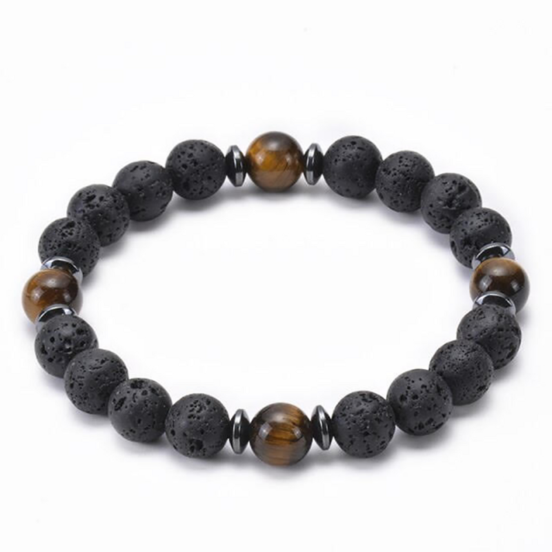 Tigers Eye Lava Bead Bracelet
