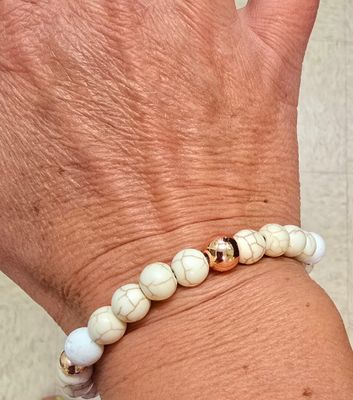 Rose Gold White Lava Bead Bracelet