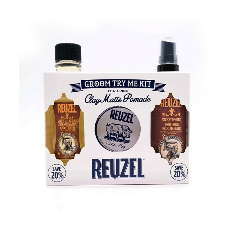 Reuzel - Kit Clay Matte - Cera + Shampoo +Spray