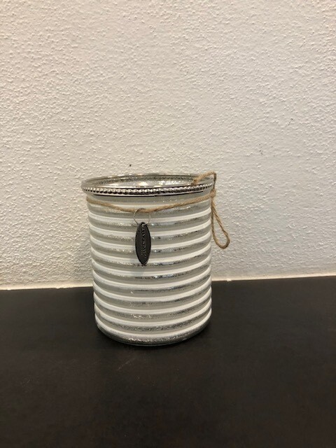 Windlicht Glas Fb. weiß 12,5cm