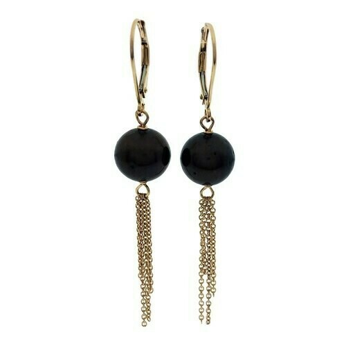 Chocolate Pearl Dangles in 14k Rose Gold