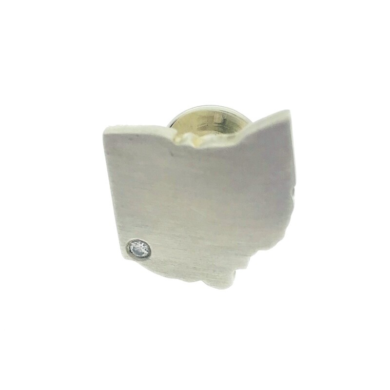 Diamond Silver Ohio Lapel Pin