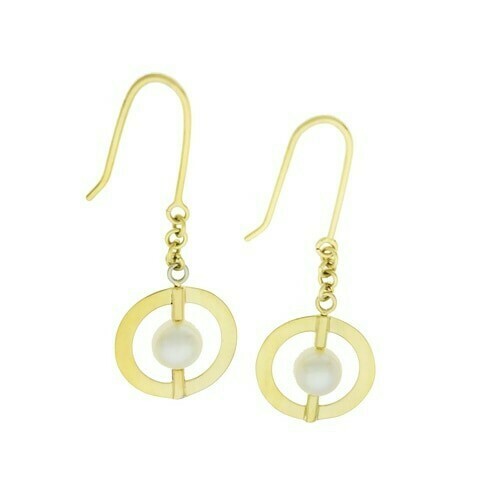 Ezio Pearl Dangles in 14k Yellow Gold