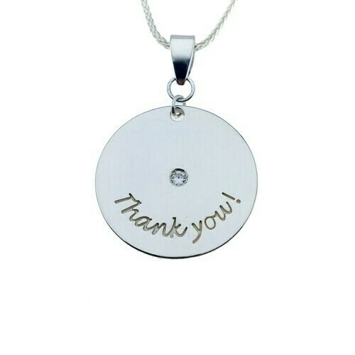 Thank You Silver Diamond Pendant Necklace