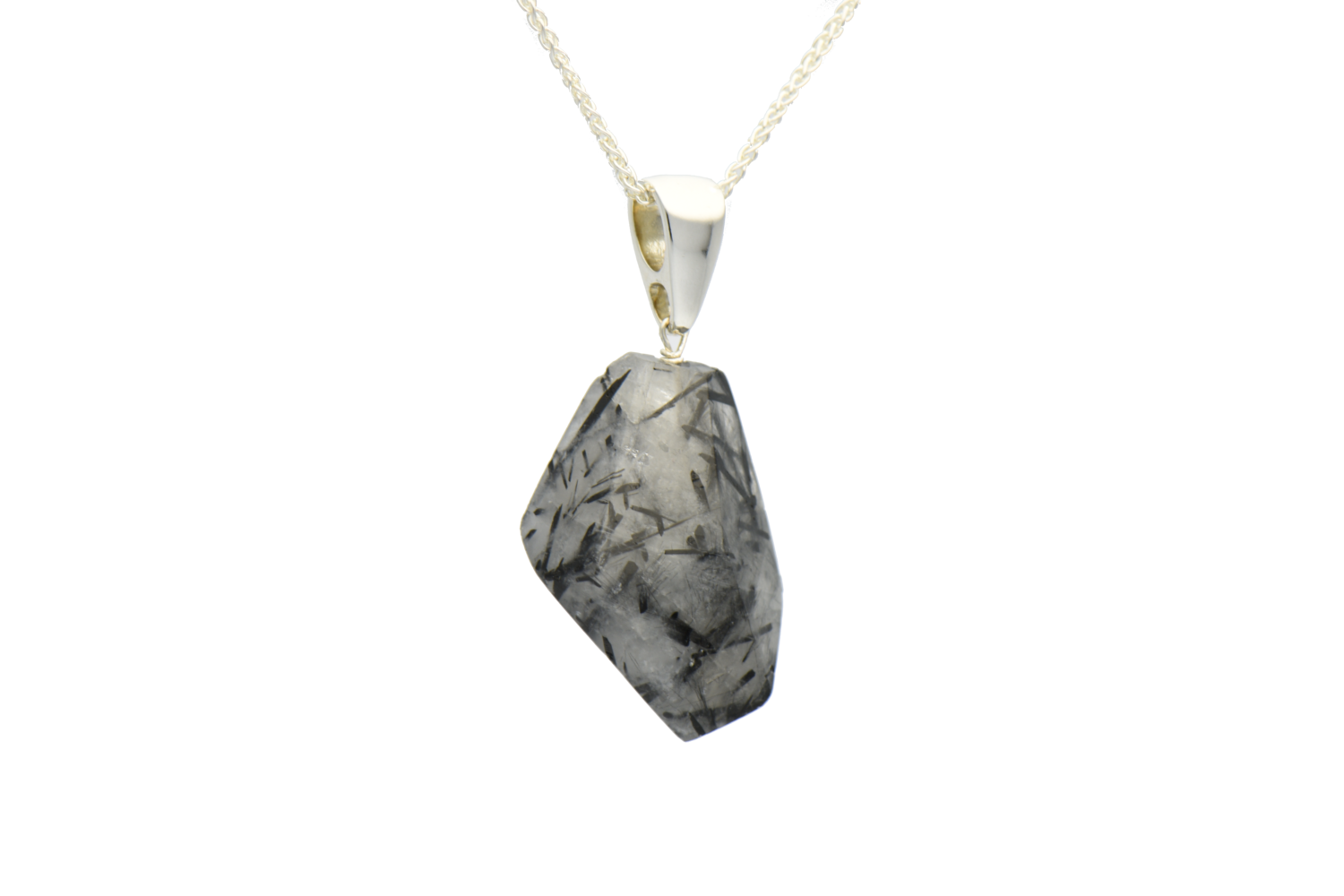 Rutilated Quartz Necklace on Silver