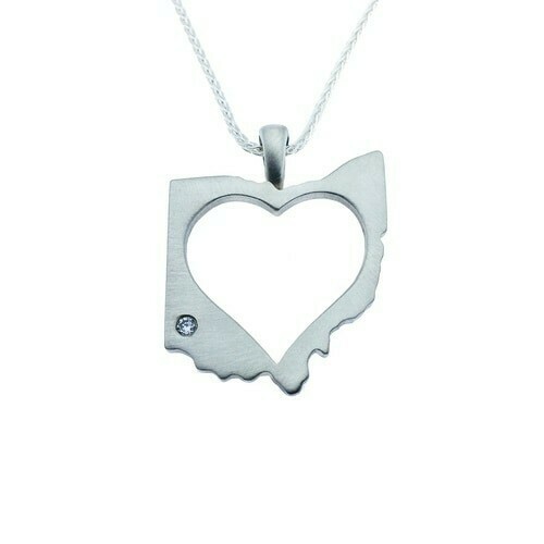 S/S Diamond Ohio Heart Pendant