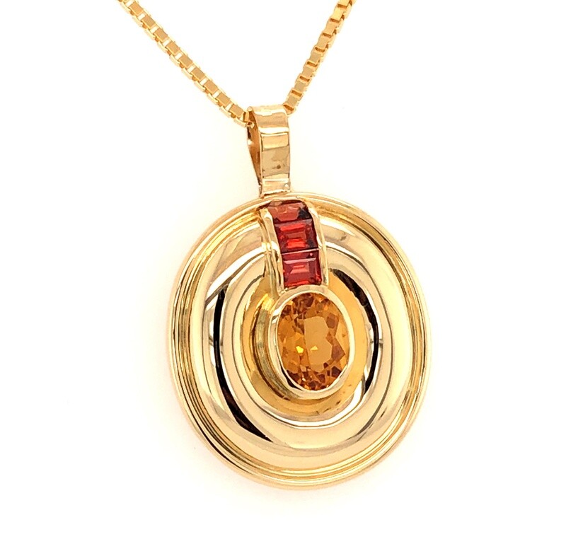 Citrine & Garnet Necklace in 14k & 18k Yellow Gold