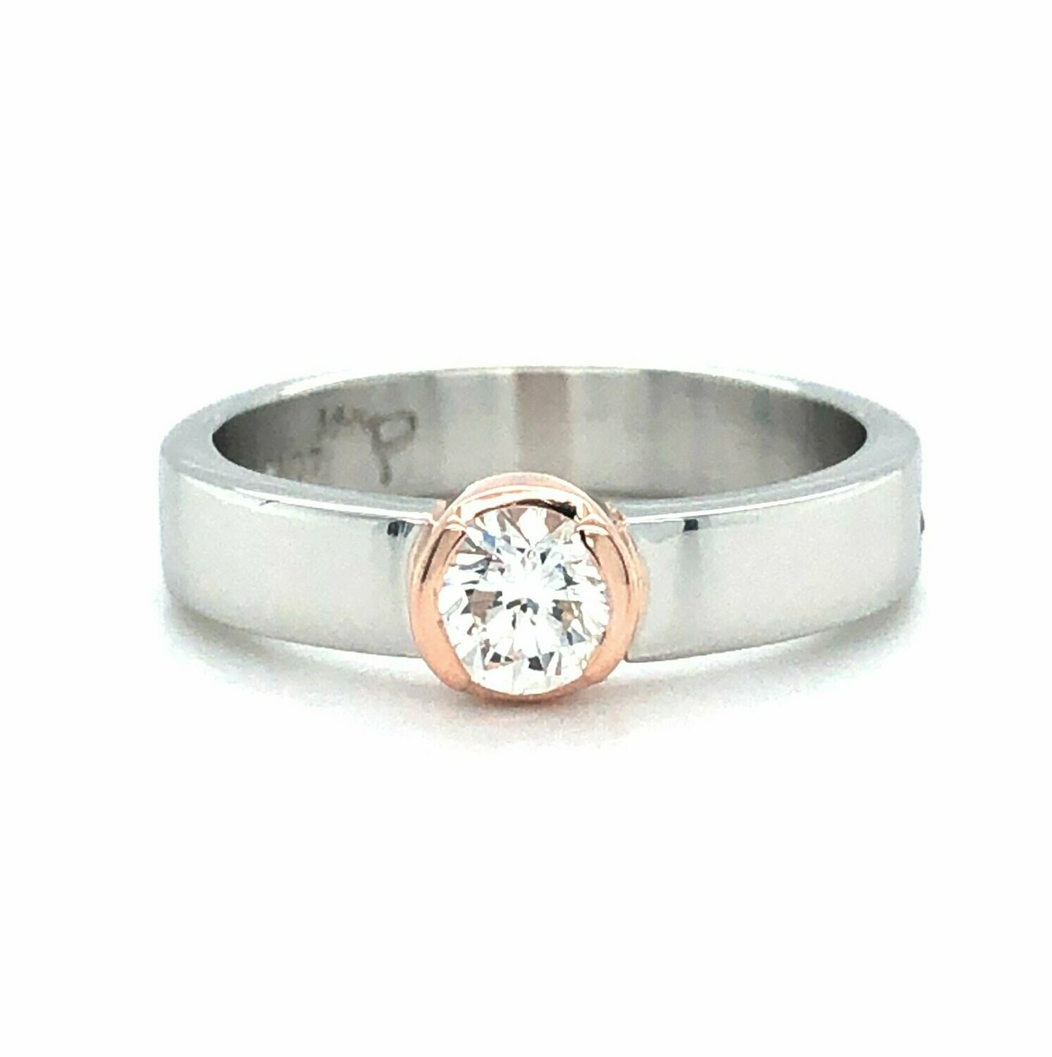 Diamond & Ruby Ring in Platinum & 14k Rose Gold