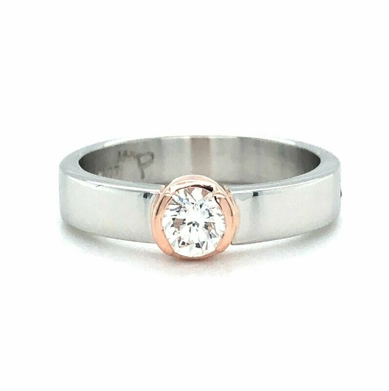 Diamond & Ruby Ring in Platinum & 14k Rose Gold