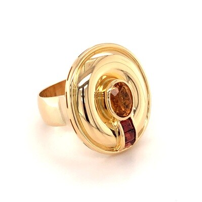 Citrine & Garnet Ring in 14k & 18k Yellow Gold