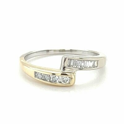 Diamond Bypass Ring in 14k Yellow & White Gold — 1/4ctw